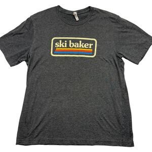 Ski Baker Heather Gray T-shirt Men's Size XL Retro Outdoor USA